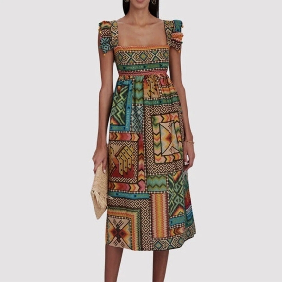 FARM Rio Dresses & Skirts - EUC Farm Rio Banana Scarves Midi Dress